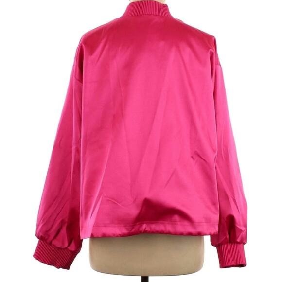 Free People Silky Hot Pink Echo Bomber Jacket - Picture 3 of 7